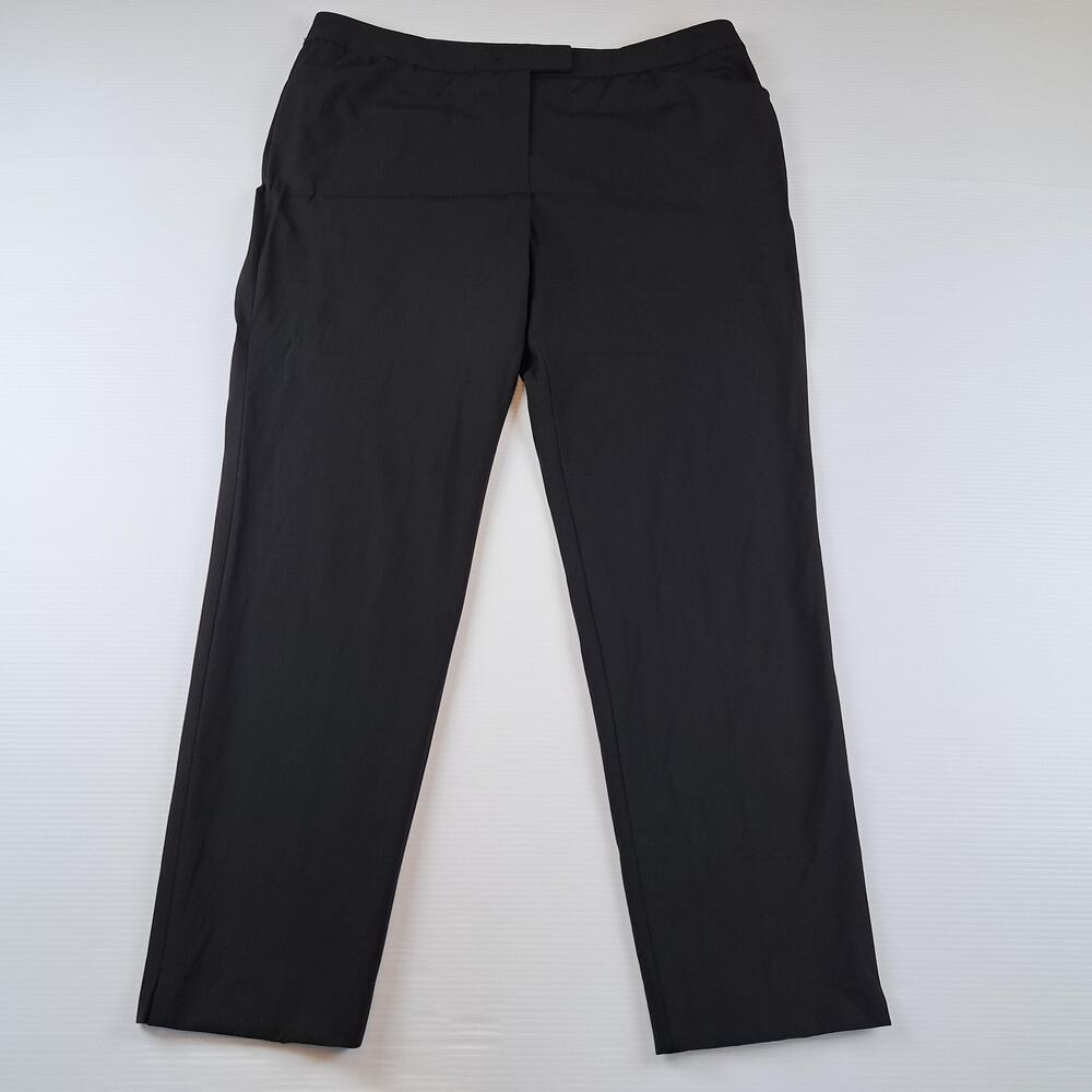 Lafayette 148 New York Pants Womens 14 Black Wool Stretch Straight Career Office